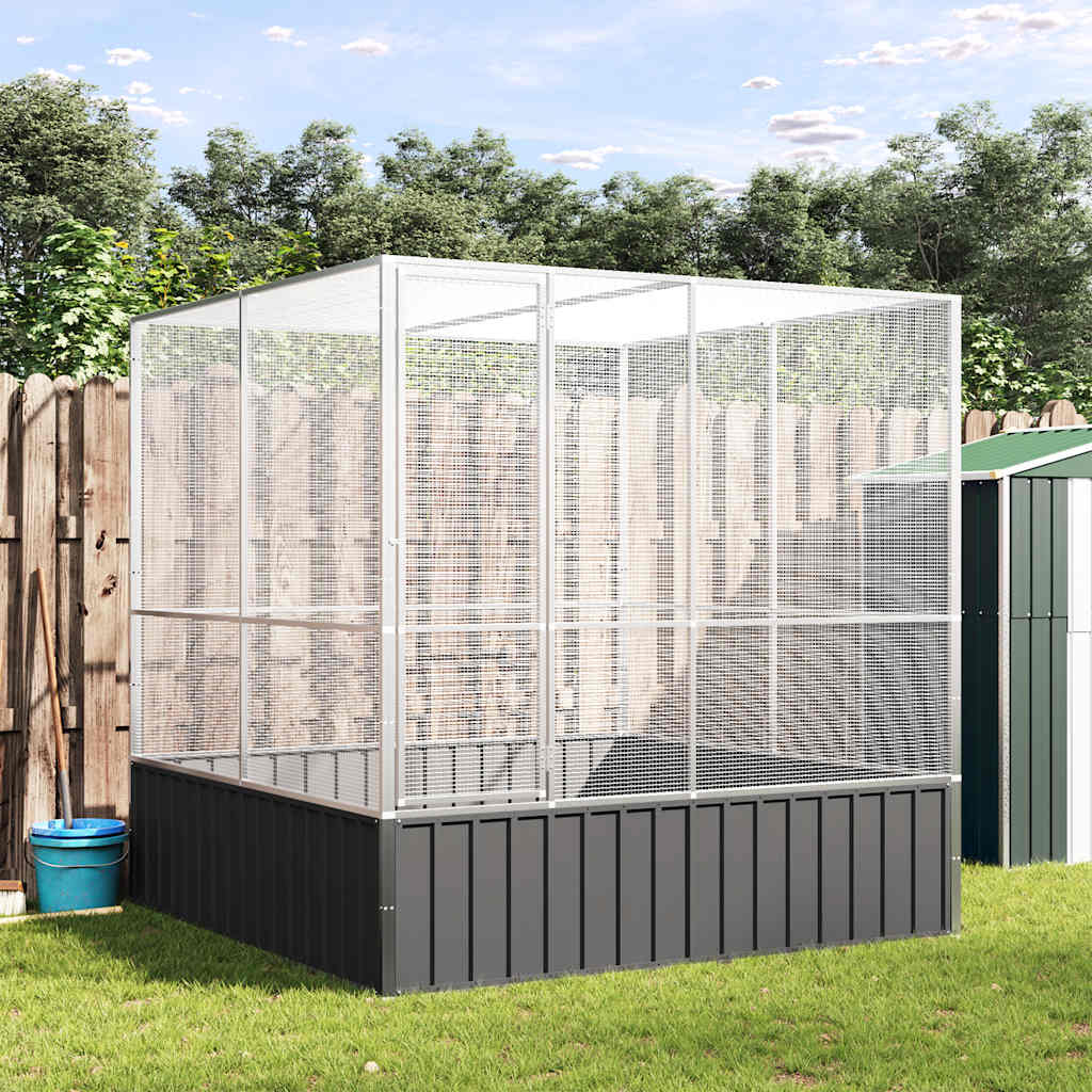 vidaXL Aviary Silver 211x207x212 cm Steel
