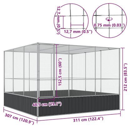 vidaXL Aviary Silver 311x307x212 cm Steel