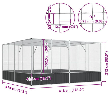 vidaXL Aviary Silver 418x414x212 cm Steel