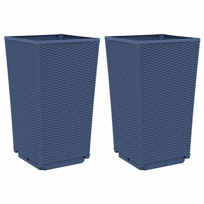 vidaXL Garden Planters 2 pcs Blue Grey 32.5x32.5x57 cm PP