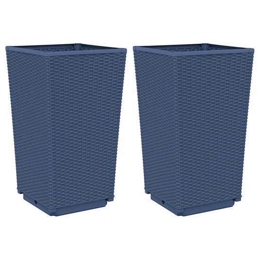 vidaXL Garden Planters 2 pcs Blue Grey 32.5x32.5x57 cm PP