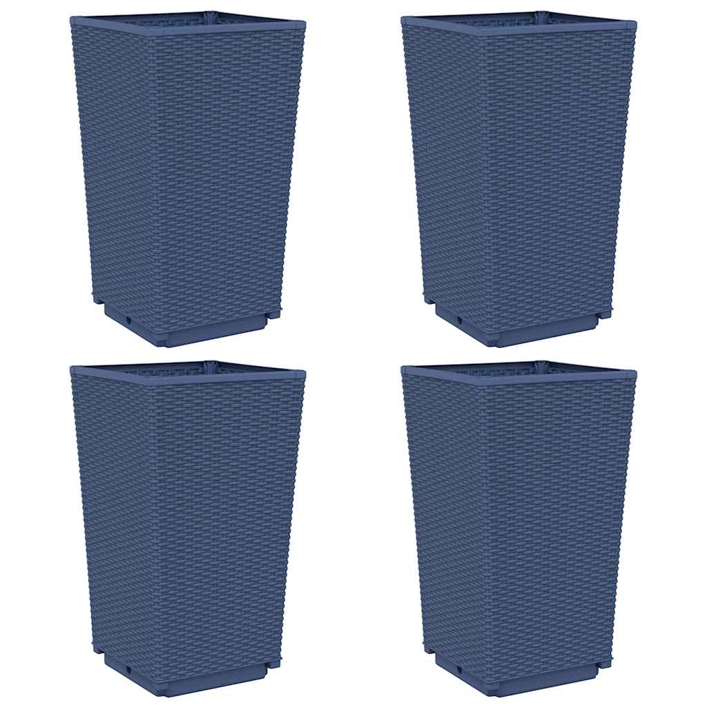 vidaXL Garden Planters 4 pcs Blue Grey 32.5x32.5x57 cm PP