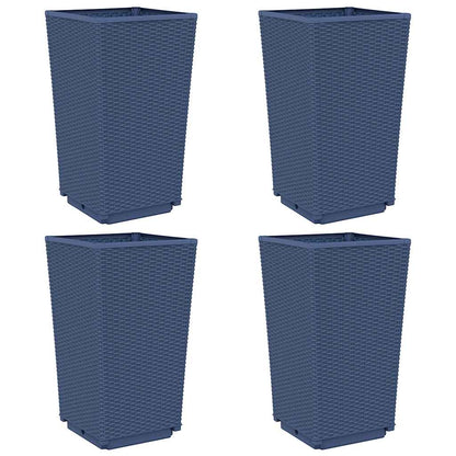vidaXL Garden Planters 4 pcs Blue Grey 32.5x32.5x57 cm PP
