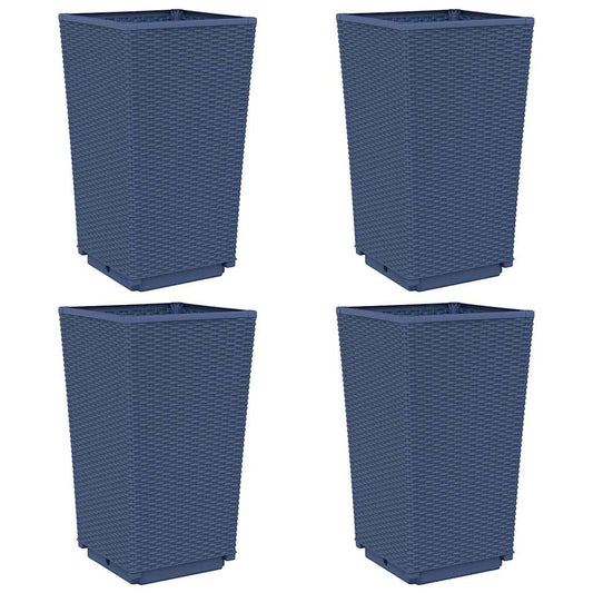 vidaXL Garden Planters 4 pcs Blue Grey 32.5x32.5x57 cm PP