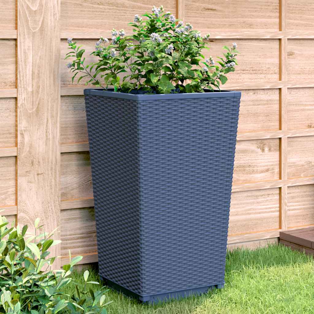 vidaXL Garden Planters 4 pcs Blue Grey 32.5x32.5x57 cm PP