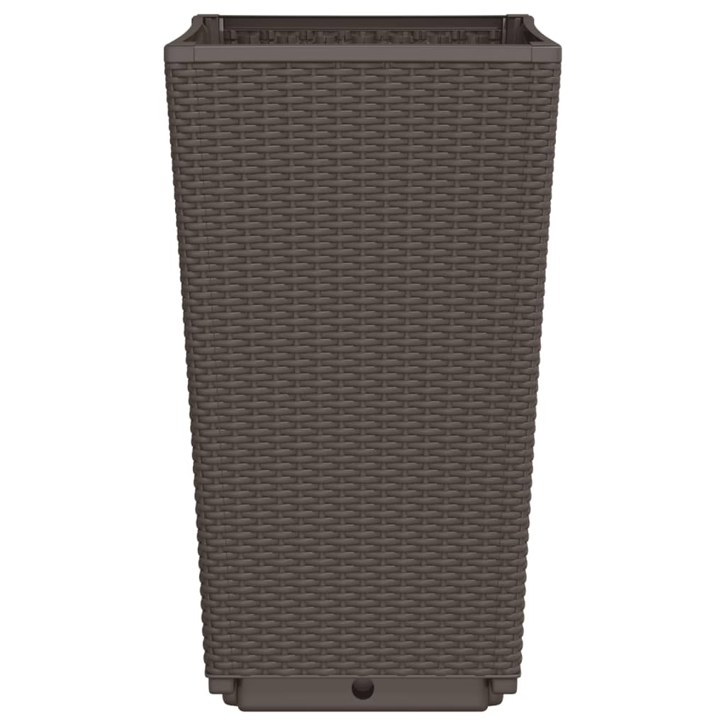 vidaXL Garden Planters 4 pcs Brown 32.5x32.5x57 cm PP