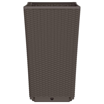 vidaXL Garden Planters 4 pcs Brown 32.5x32.5x57 cm PP