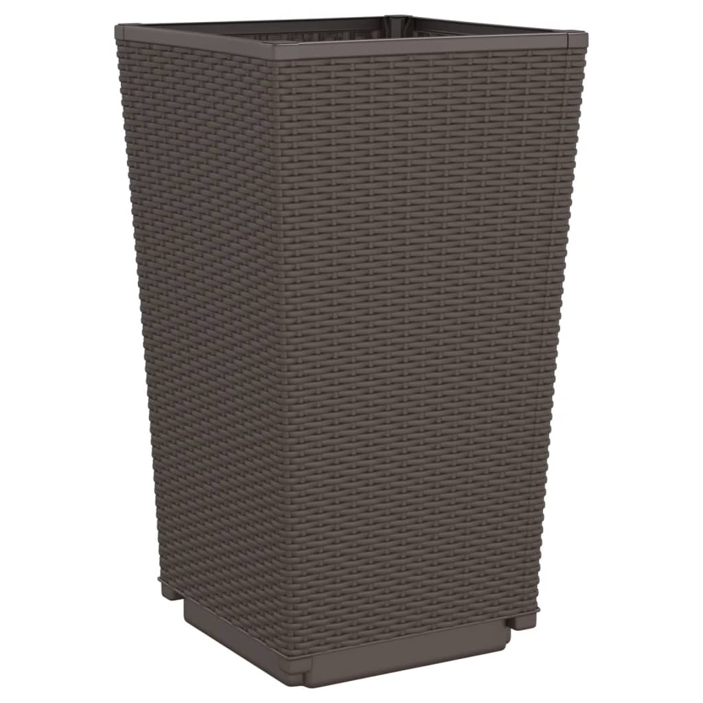 vidaXL Garden Planters 4 pcs Brown 32.5x32.5x57 cm PP