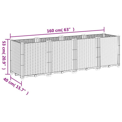 vidaXL Garden Planter Light Grey 160x40x53 cm PP