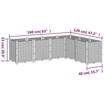 vidaXL Garden Planter Blue Grey 160x120x53 cm PP