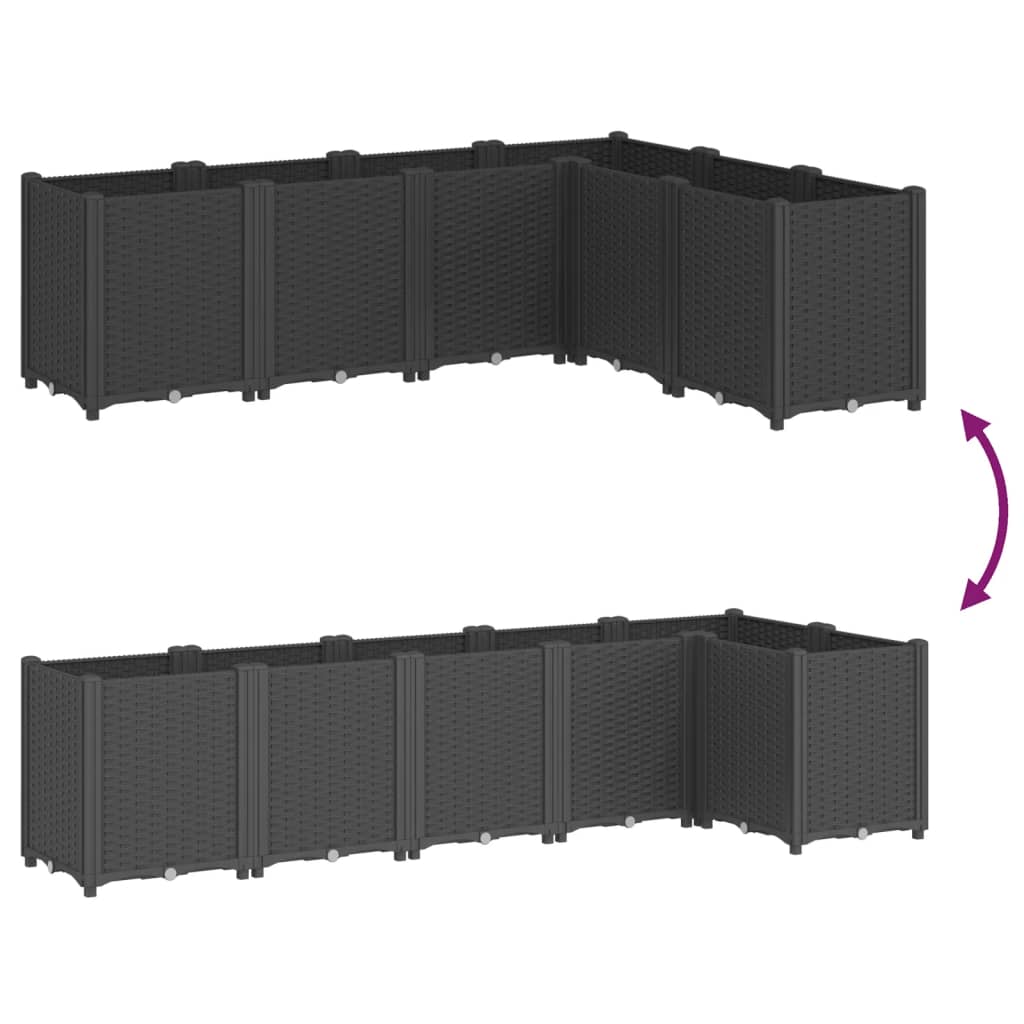 vidaXL Garden Planter Black 160x120x53 cm PP