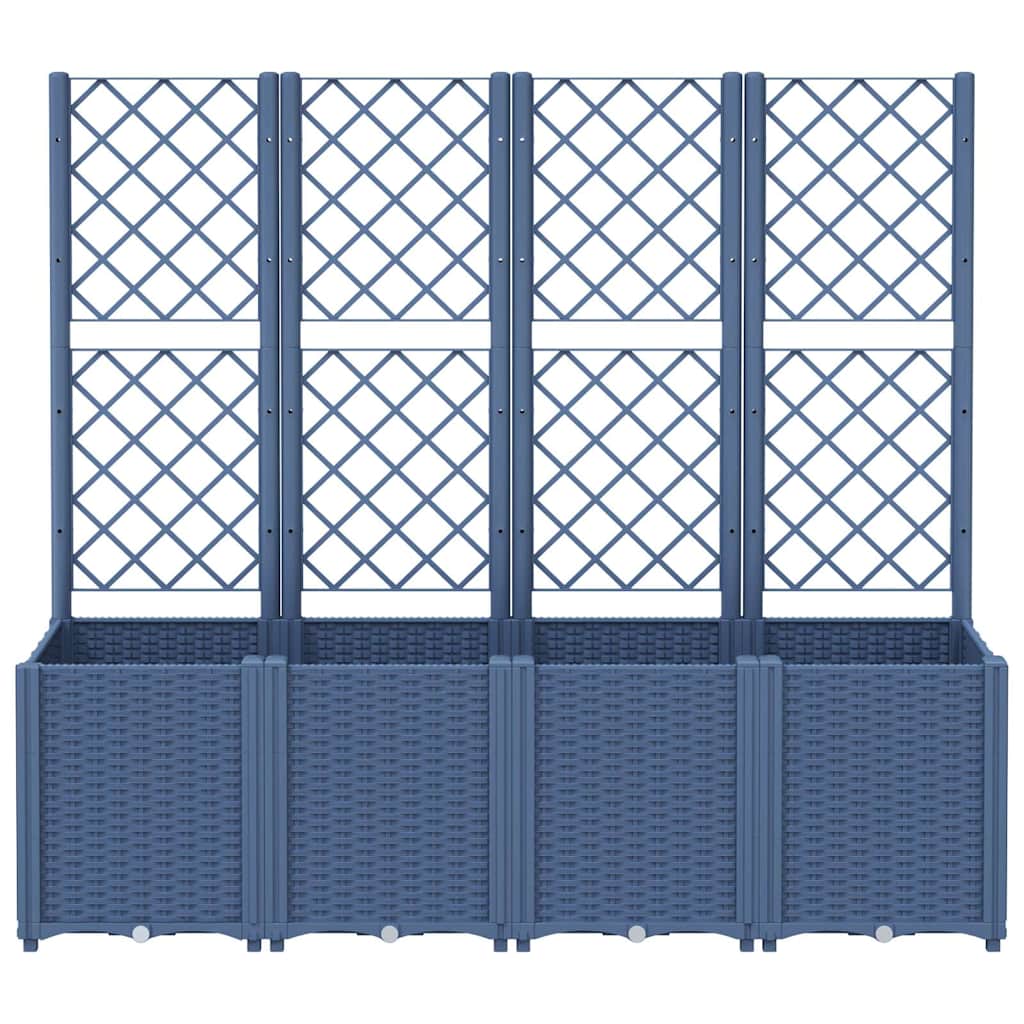 vidaXL Garden Planter with Trellis Blue Grey 160x40x140 cm PP