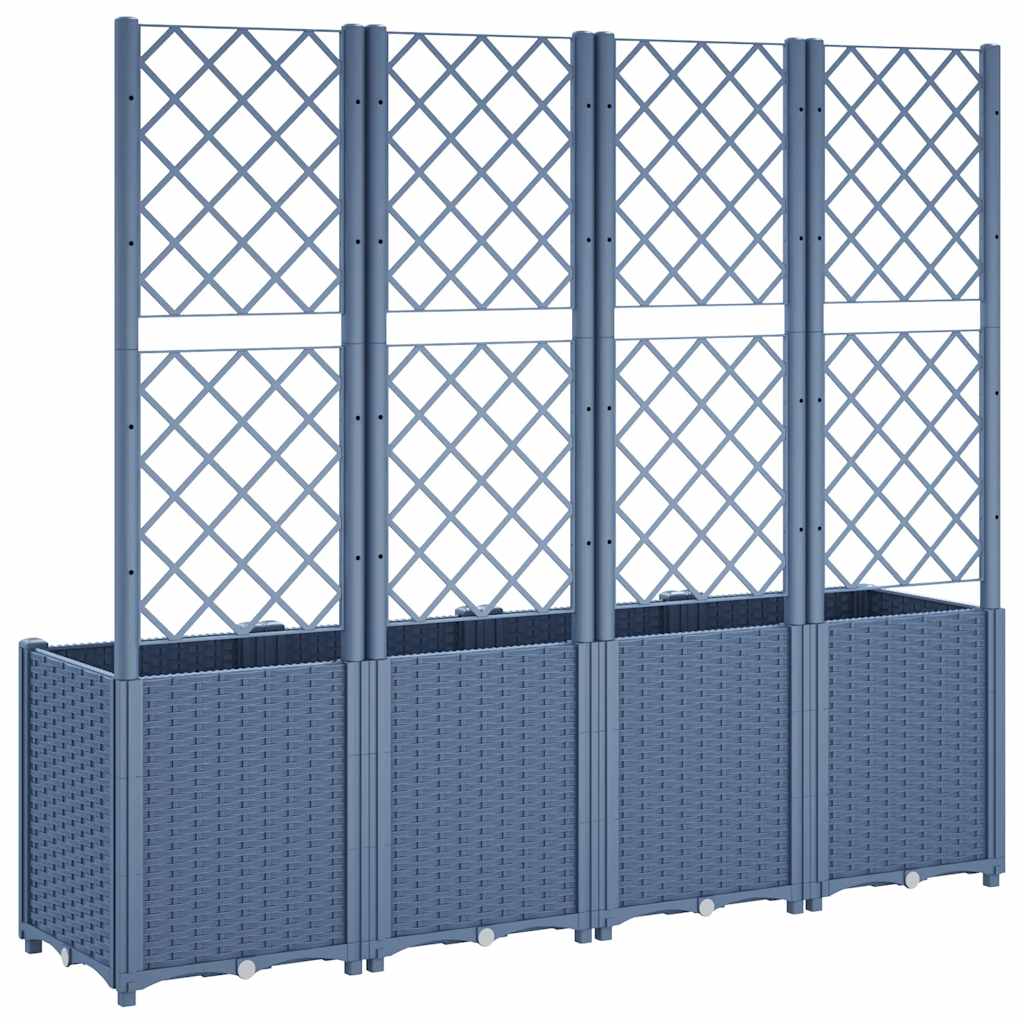 vidaXL Garden Planter with Trellis Blue Grey 160x40x140 cm PP