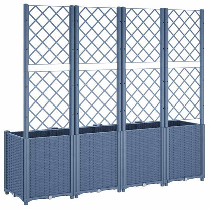 vidaXL Garden Planter with Trellis Blue Grey 160x40x140 cm PP