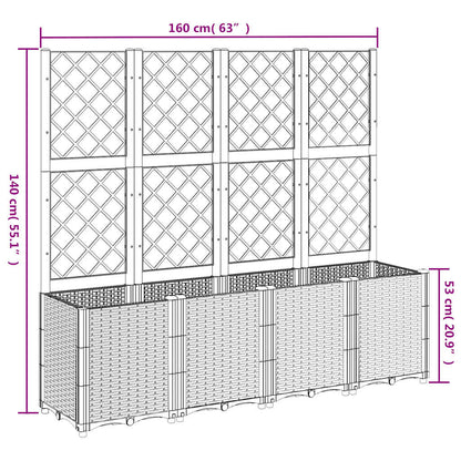 vidaXL Garden Planter with Trellis Blue Grey 160x40x140 cm PP