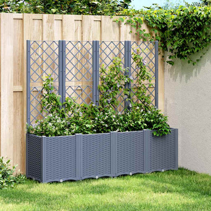vidaXL Garden Planter with Trellis Blue Grey 160x40x140 cm PP