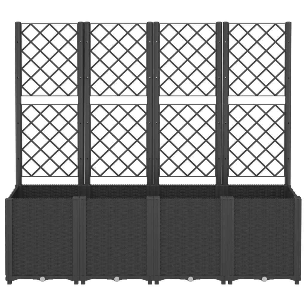 vidaXL Garden Planter with Trellis Black 160x40x140 cm PP