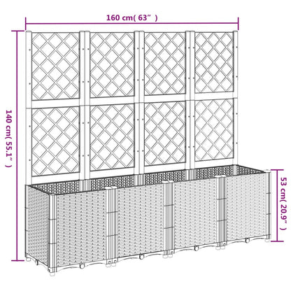 vidaXL Garden Planter with Trellis Black 160x40x140 cm PP