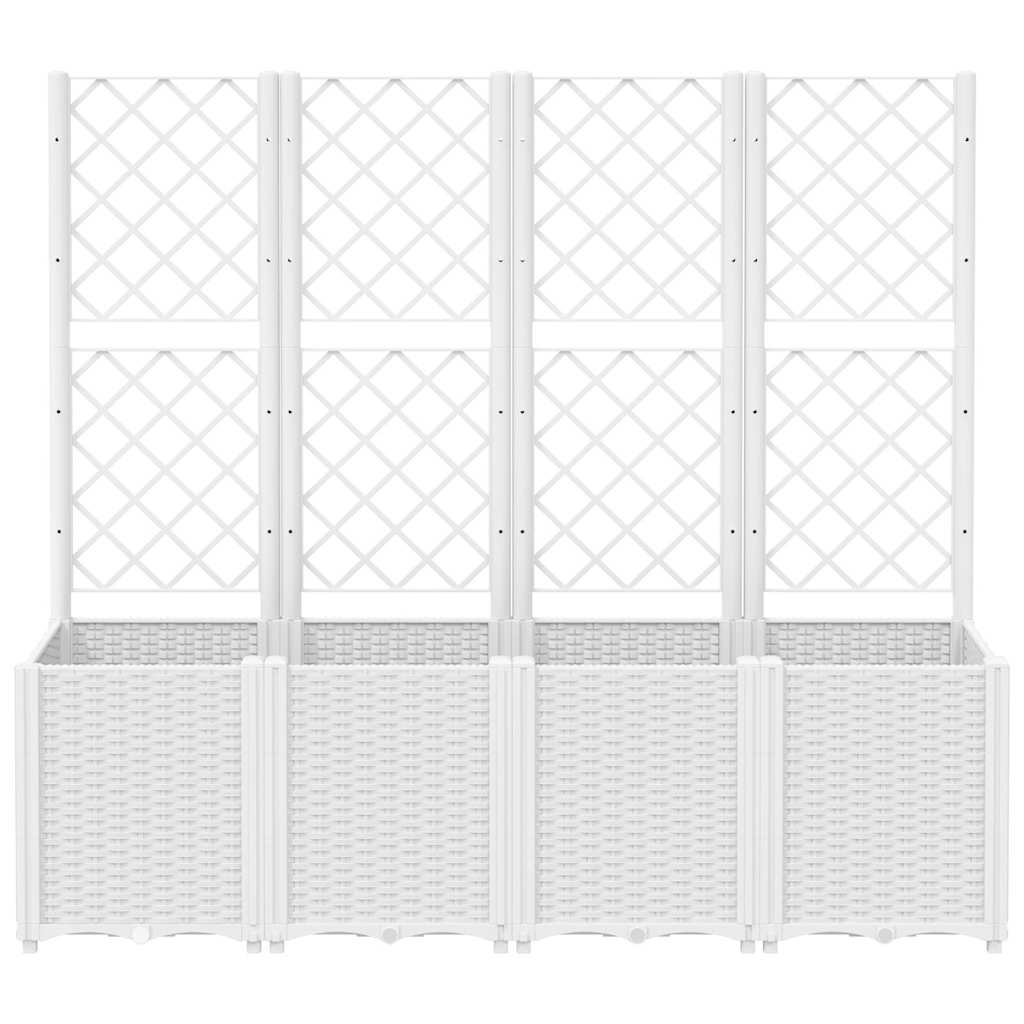 vidaXL Garden Planter with Trellis White 160x40x140 cm PP