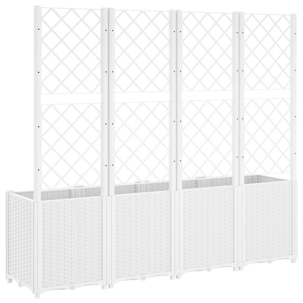 vidaXL Garden Planter with Trellis White 160x40x140 cm PP
