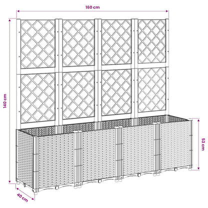 vidaXL Garden Planter with Trellis White 160x40x140 cm PP