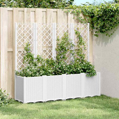vidaXL Garden Planter with Trellis White 160x40x140 cm PP