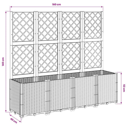 vidaXL Garden Planter with Trellis White 160x40x140 cm PP
