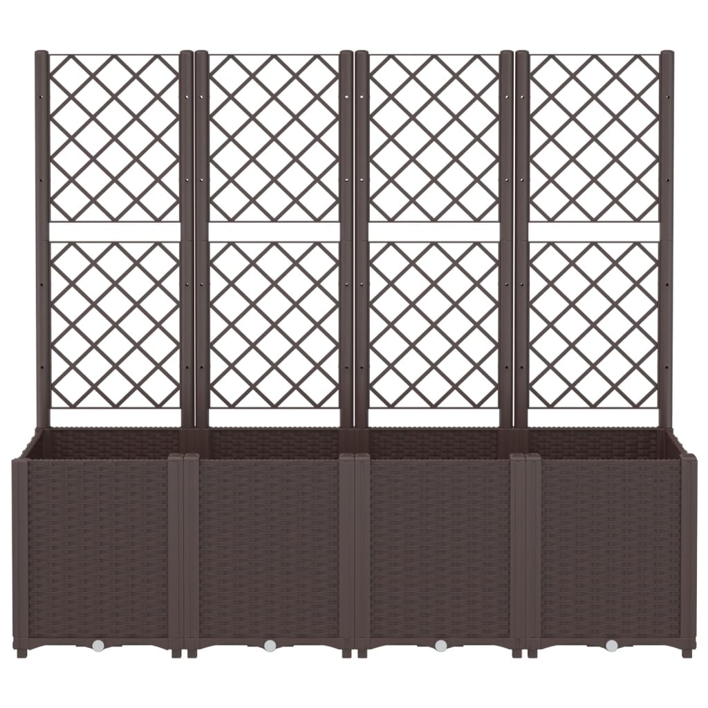 vidaXL Garden Planter with Trellis Brown 160x40x140 cm PP