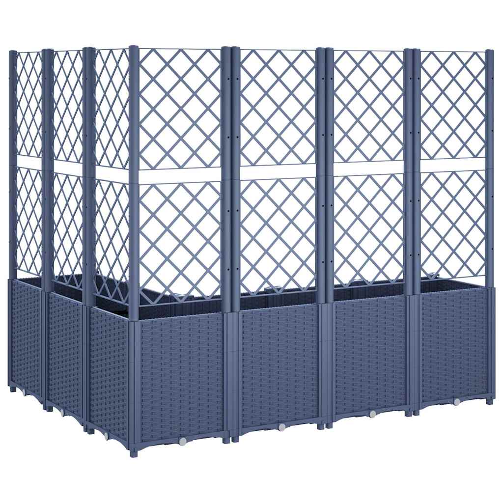vidaXL Garden Planter with Trellis Blue Grey 160x120x140 cm PP