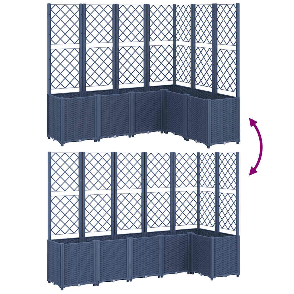vidaXL Garden Planter with Trellis Blue Grey 160x120x140 cm PP