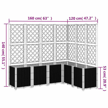 vidaXL Garden Planter with Trellis Blue Grey 160x120x140 cm PP