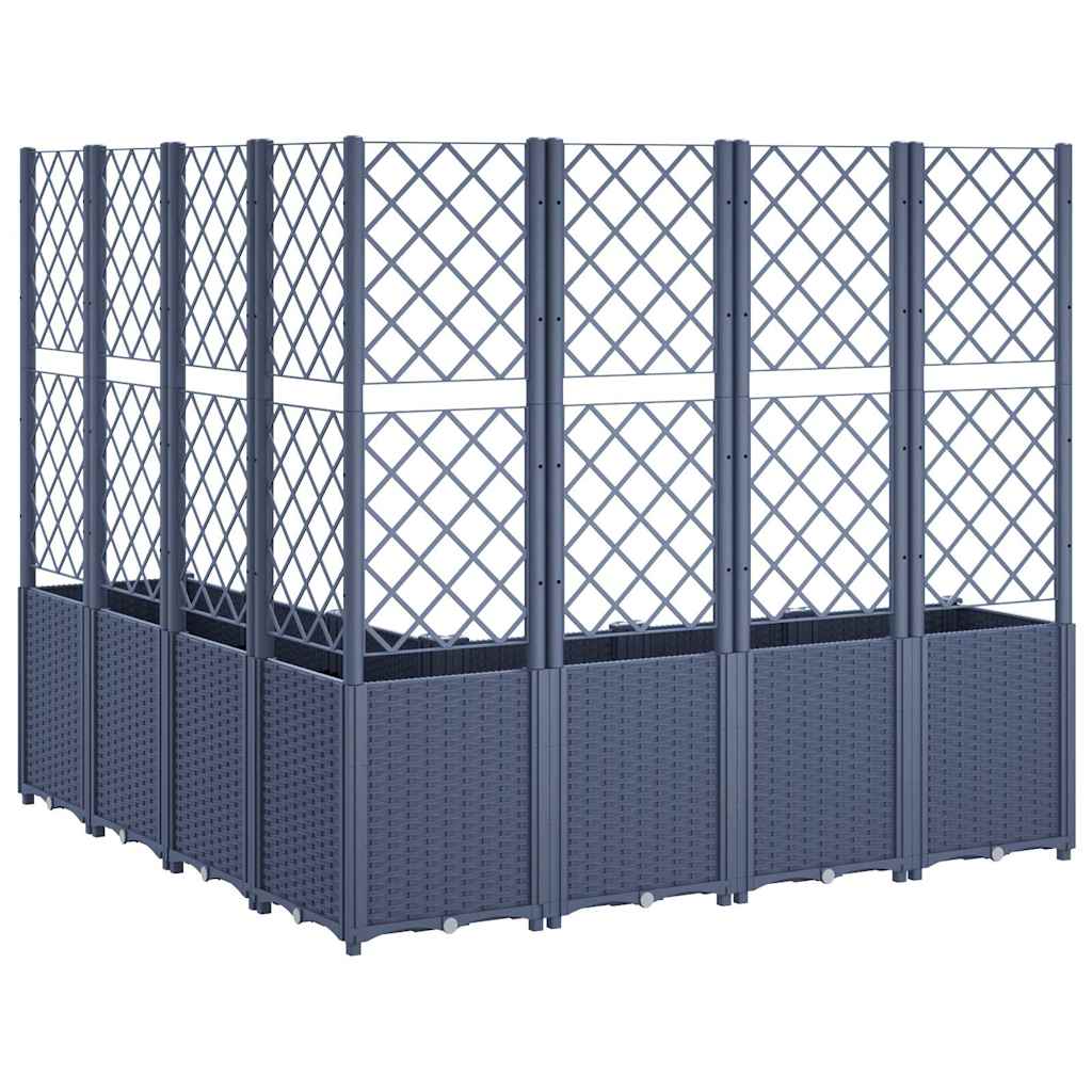 vidaXL Garden Planter with Trellis Blue Grey 160x160x140 cm PP