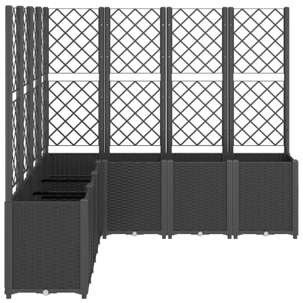 vidaXL Garden Planter with Trellis Black 160x160x140 cm PP