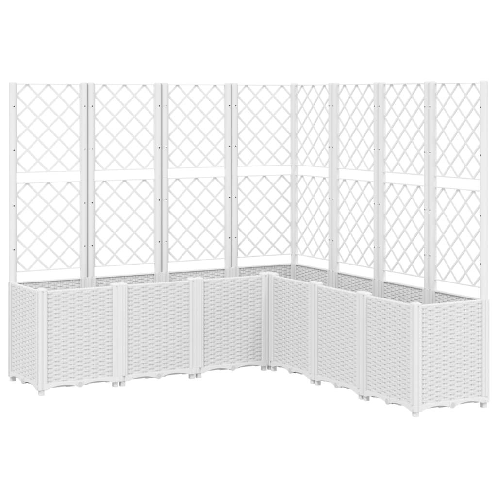 vidaXL Garden Planter with Trellis White 160x160x140 cm PP