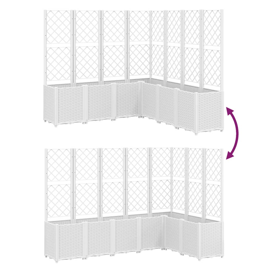 vidaXL Garden Planter with Trellis White 160x160x140 cm PP