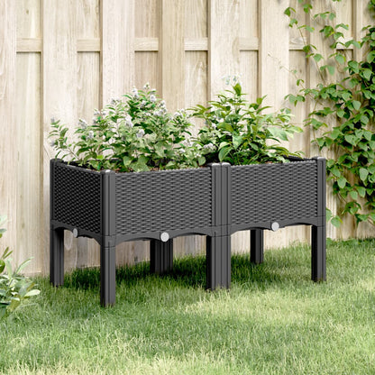 vidaXL Garden Planter with Legs Black 80x40x42 cm PP