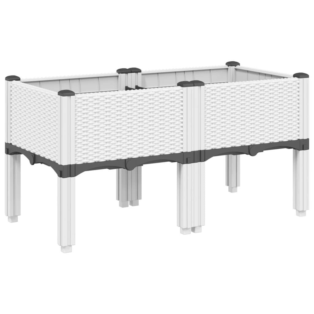 vidaXL Garden Planter with Legs White 80x40x42 cm PP