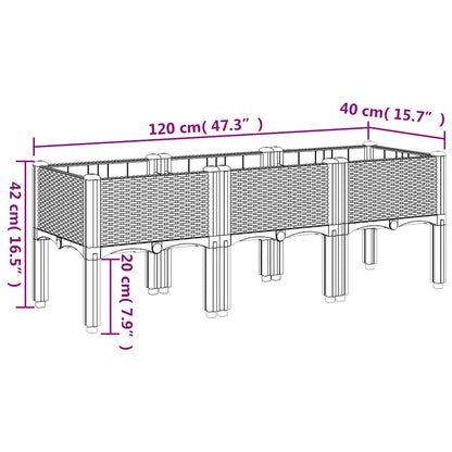 vidaXL Garden Planter with Legs Blue Grey 120x40x42 cm PP