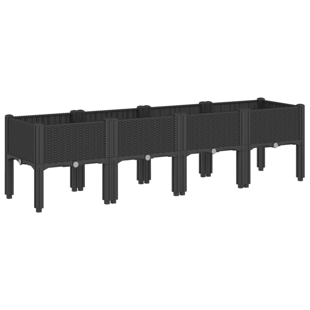 vidaXL Garden Planter with Legs Black 160x40x42 cm PP
