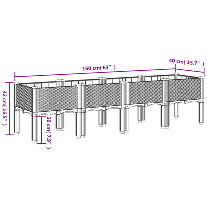 vidaXL Garden Planter with Legs Brown 160x40x42 cm PP