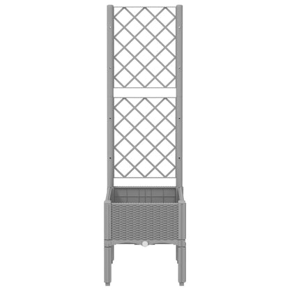 vidaXL Garden Planter with Trellis Light Grey 40x40x142 cm PP