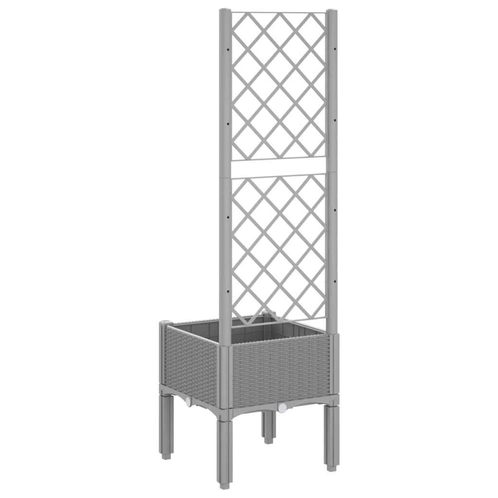 vidaXL Garden Planter with Trellis Light Grey 40x40x142 cm PP