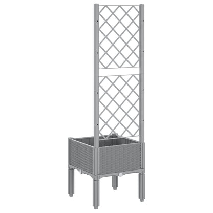 vidaXL Garden Planter with Trellis Light Grey 40x40x142 cm PP