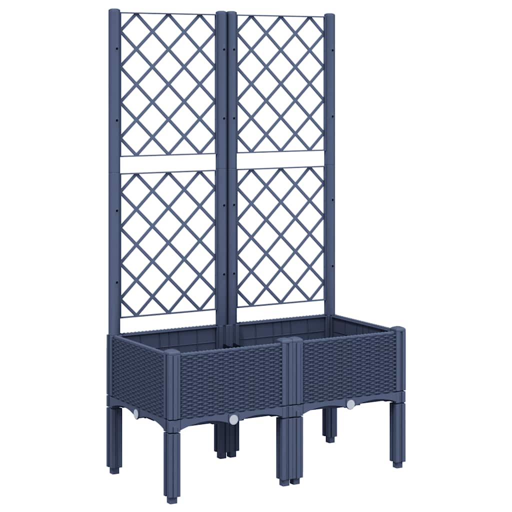 vidaXL Garden Planter with Trellis Blue Grey 80x40x142 cm PP