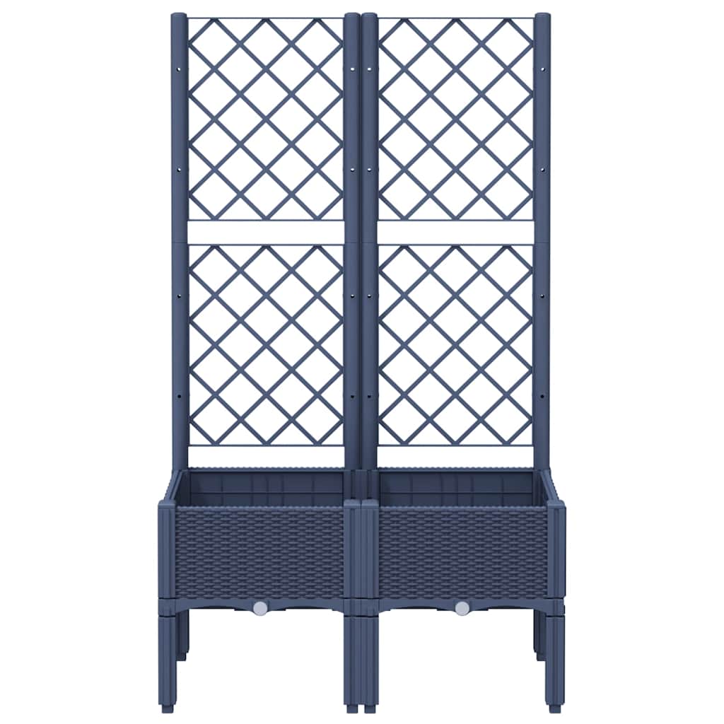 vidaXL Garden Planter with Trellis Blue Grey 80x40x142 cm PP