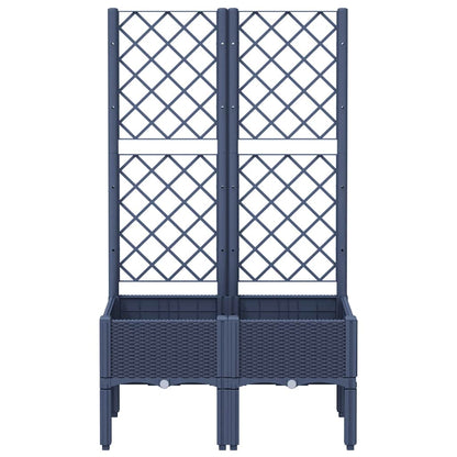 vidaXL Garden Planter with Trellis Blue Grey 80x40x142 cm PP