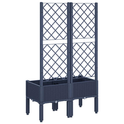 vidaXL Garden Planter with Trellis Blue Grey 80x40x142 cm PP