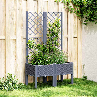 vidaXL Garden Planter with Trellis Blue Grey 80x40x142 cm PP