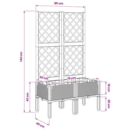 vidaXL Garden Planter with Trellis Blue Grey 80x40x142 cm PP