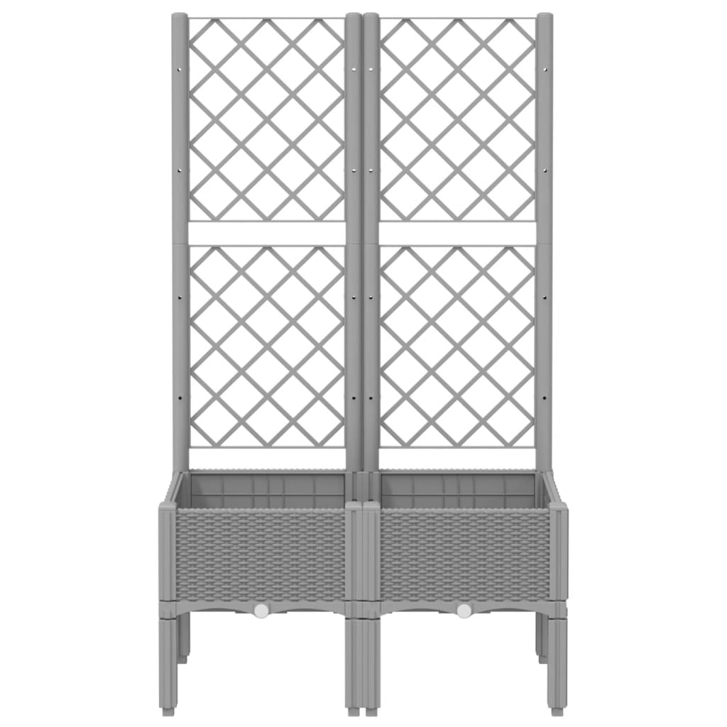 vidaXL Garden Planter with Trellis Light Grey 80x40x142 cm PP
